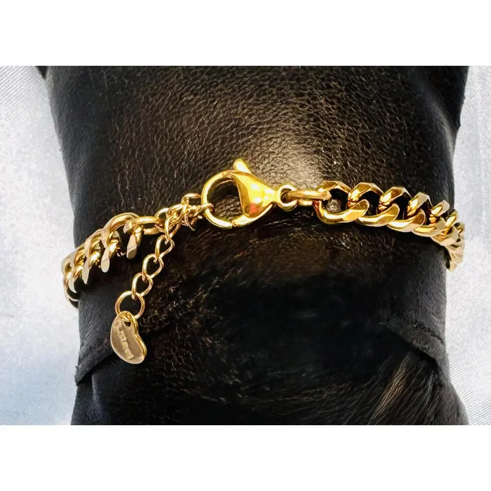 Gold Tone Over Stainless Steel Curb Link Bracelet